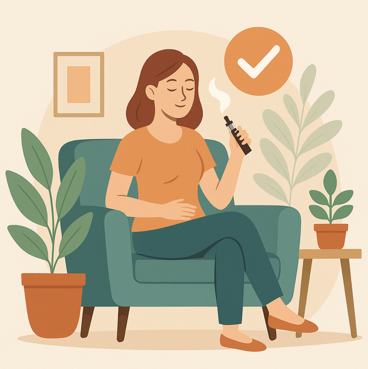 jeune femme qui vape pour se détendre